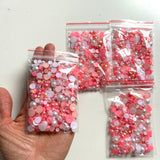 20 gram Candy Floss Mix Flat Back Cabochon Pearls Rhinestones