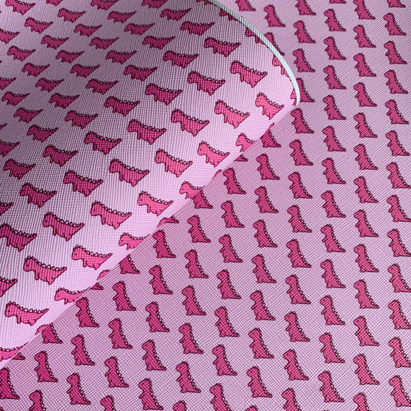 Clearance Pink Dinosaur Animal Mix Print Leatherette
