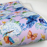 Blue Birds Flower Mix Print Leatherette