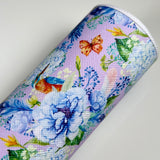 Blue Birds Flower Mix Print Leatherette