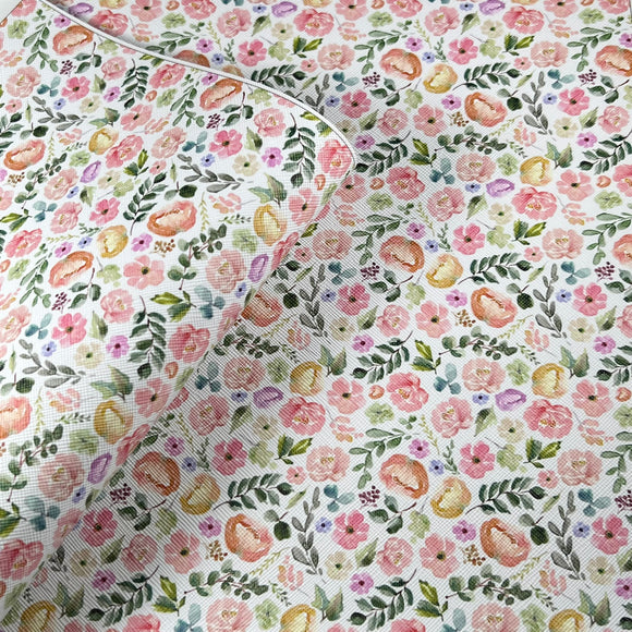 Pastel Flower Mix Print Leatherette