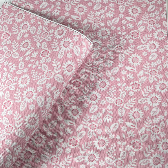 Pink Flower Mix Print Leatherette