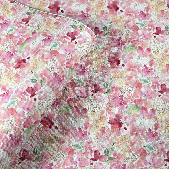 Pinky Flower Mix Print Leatherette
