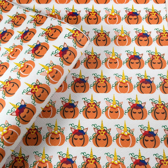 Sleepy Pumpkin Halloween Mix Print Leatherette