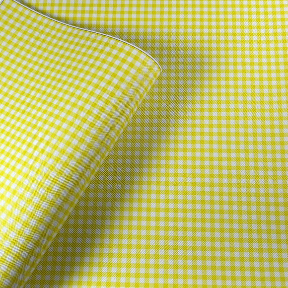 Mix Print Yellow Gingham Checker Leatherette