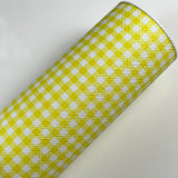 Mix Print Yellow Gingham Checker Leatherette