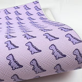 Purple Little Dinosaur Animal Mix Print Leatherette