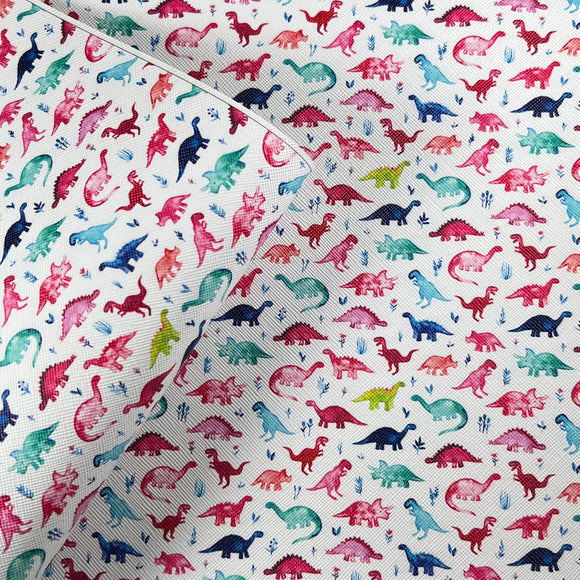 Soft Dinosaur Animal Mix Print Leatherette