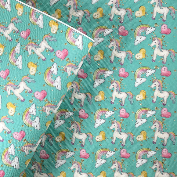Unicorn Love Mix Print Leatherette