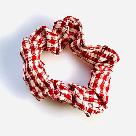 Clearance School Gingham Red Scrunchies