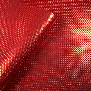 Metallic Red Checker Embossed Leatherette