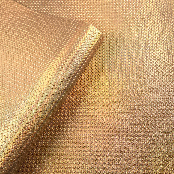 Metallic Golden Checker Embossed Leatherette