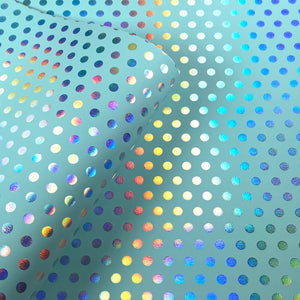 Polka Dot Blue Holographic Leatherette