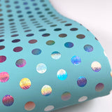 Polka Dot Blue Holographic Leatherette