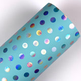 Polka Dot Blue Holographic Leatherette