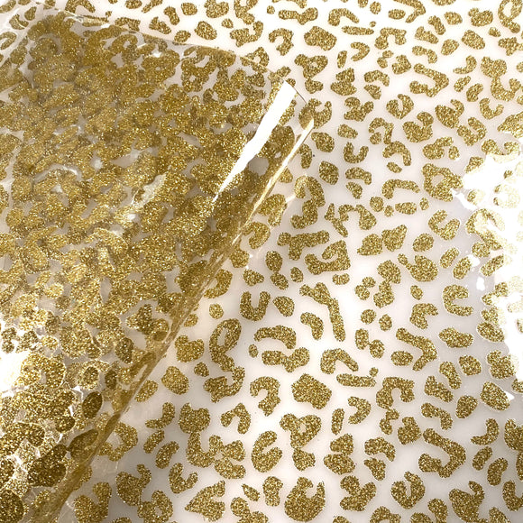 Clearance Golden Glitter Animal Print Transparent Jelly