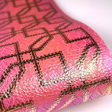 Clearance Holographic Salmon Pink Print Leatherette