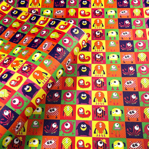 Cute Colourful Monster Halloween Mix Print Leatherette