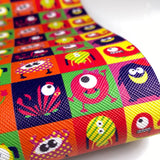 Cute Colourful Monster Halloween Mix Print Leatherette
