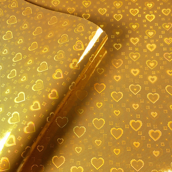 Clearance Valentine Holographic Gold Heart Leatherette