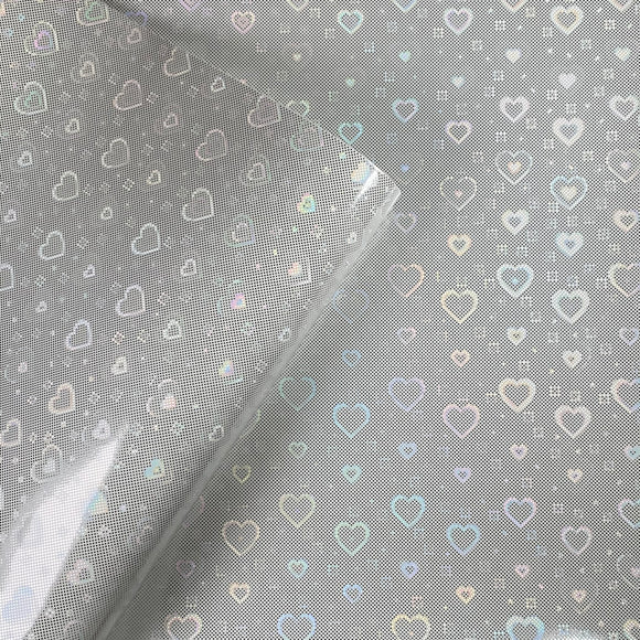 Clearance Valentine Holographic Light Grey Heart Leatherette