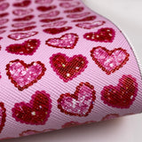 Valentine Pink Heart Mix Print Leatherette