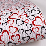 Black & Red Valentine Heart Mix Print Leatherette