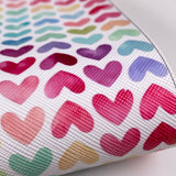 Rainbow Valentine Heart Mix Print Leatherette