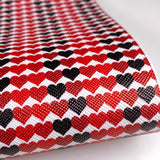 Red & Black Valentine Heart Mix Print Leatherette