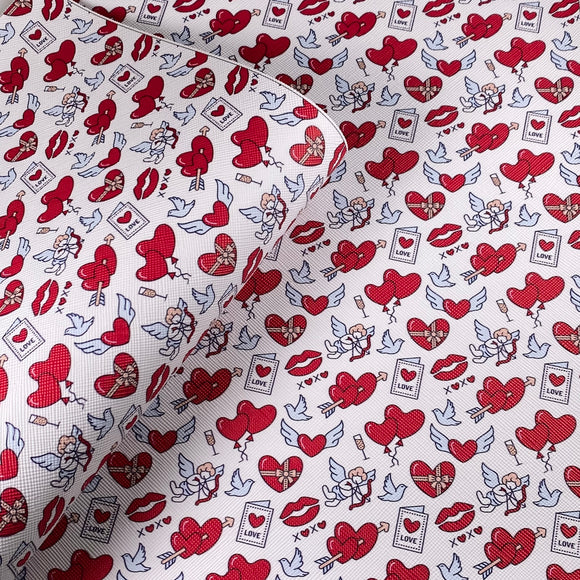 Angel Valentine Heart Mix Print Leatherette