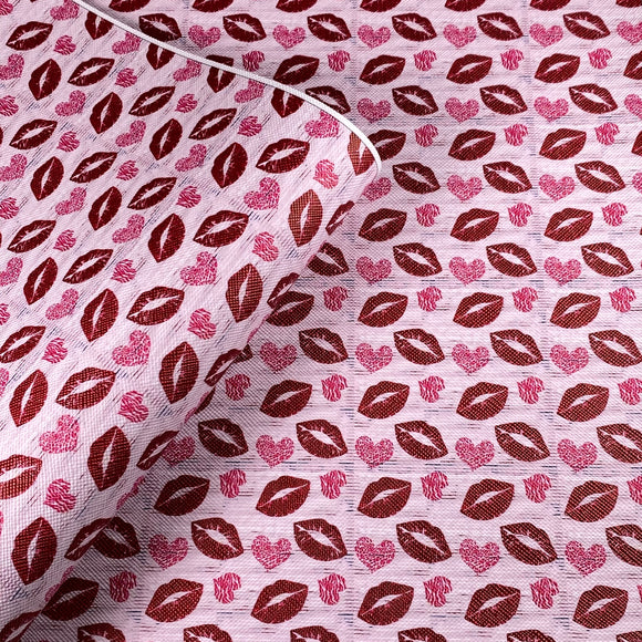 Valentine Heart Lip Mix Print Leatherette