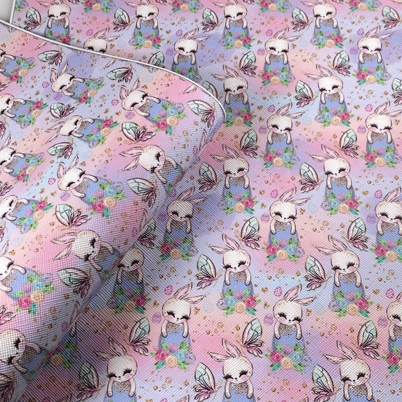 Shy Bunny Easter Mix Print Leatherette