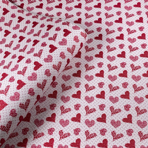 Red Valentine Heart Mix Print Leatherette