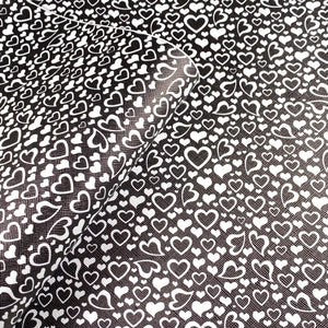 Black Heart Valentine Heart Mix Print Leatherette