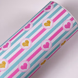 Valentine Golden Pinky Hearts Mix Print Leatherette