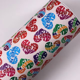 Coloured Valentine Heart Mix Print Leatherette