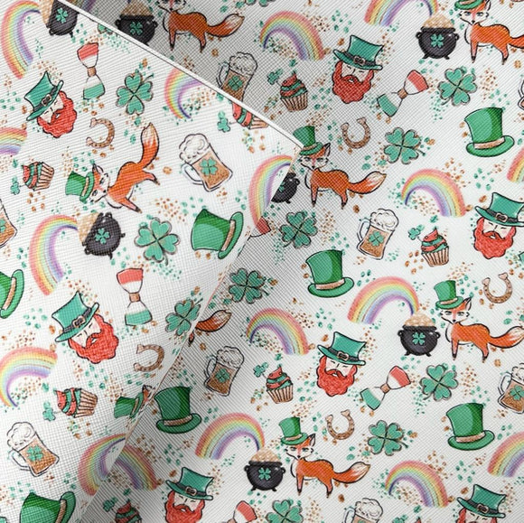Foxes St Patrick's Day Mix Print Leatherette