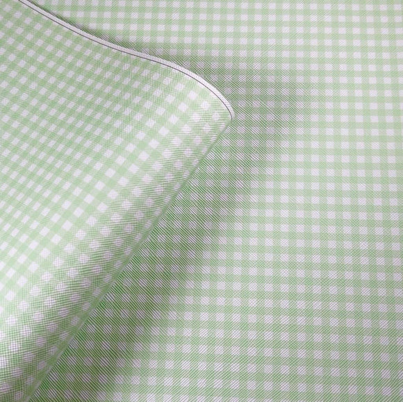 Mix Print Gingham Checker Green Leatherette